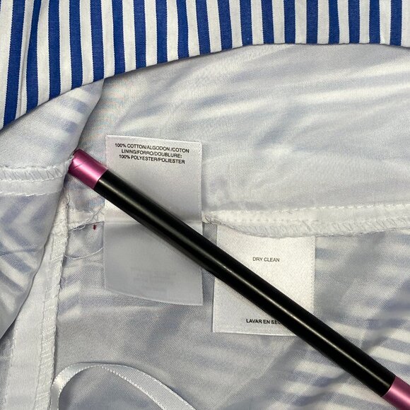 Pappagallo Fit & Flare Pleated Midi Dress Lined Stripe Blue White 16 Sleeveless - Picture 12 of 12